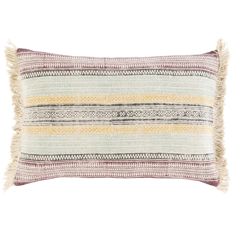 Zendaya ZEN-001 Woven Lumbar Pillow in Ivory & Eggplant by Surya