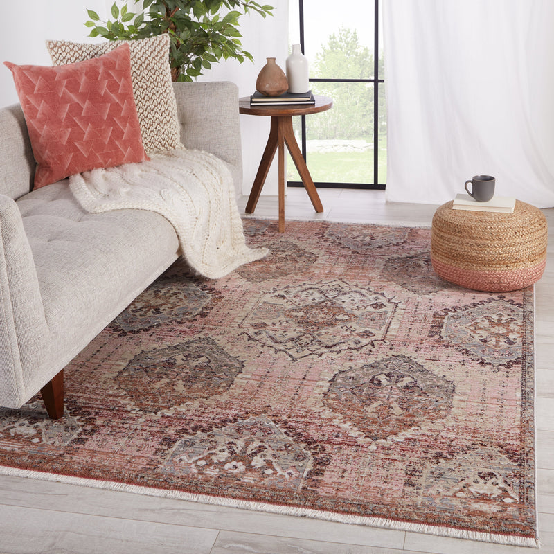 Kyda Medallion Rug in Pink & Gray