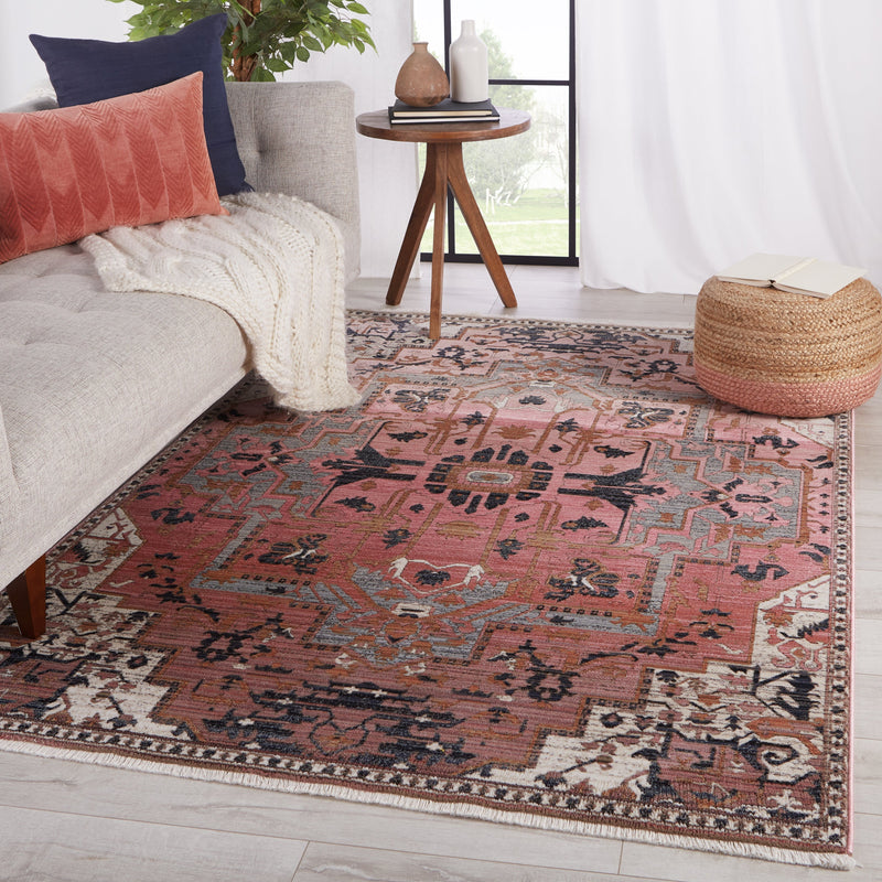 Bellona Medallion Rug in Pink & Gray