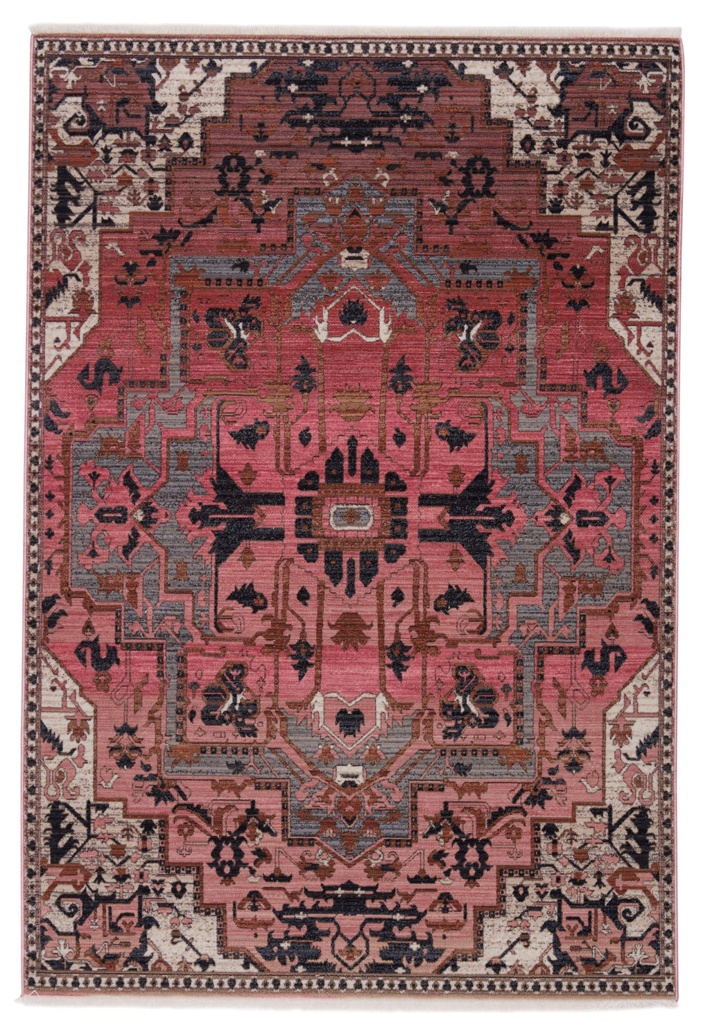 Bellona Medallion Rug in Pink & Gray