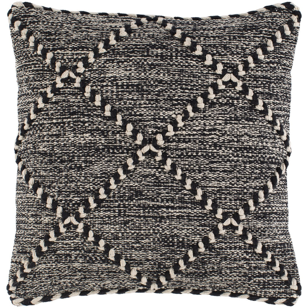 Zanafi ZNF-001 Hand Woven Pillow in Black & Cream by Surya