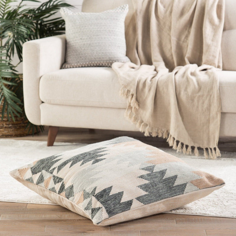 Kayenta Geometric Cream/ Gray Floor Pillow