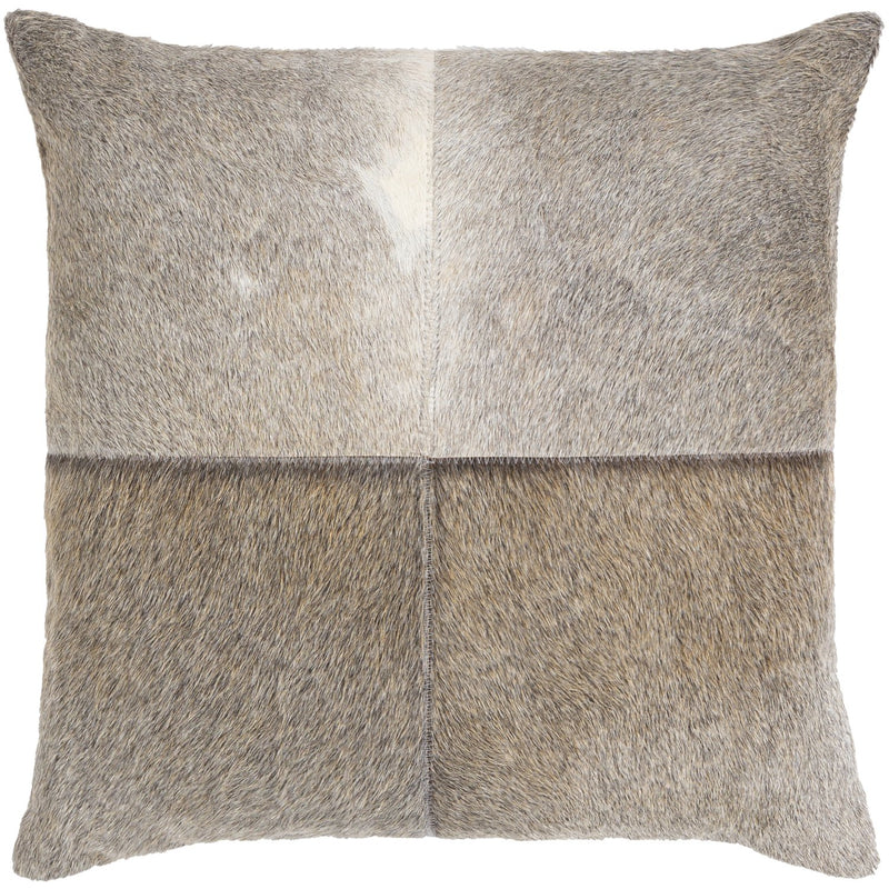 Zavala ZVA-002 Leather Pillow in Cream & Light Grey by Surya