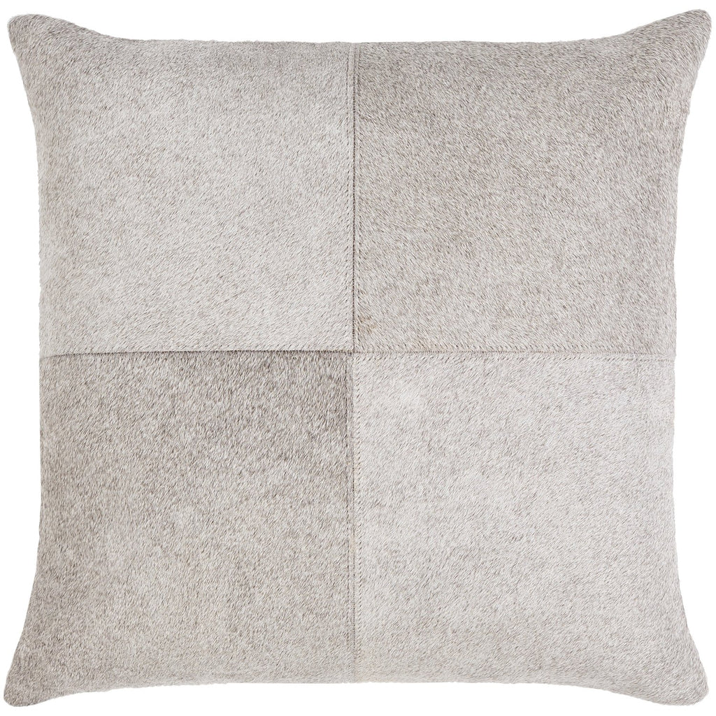 Zavala ZVA-003 Leather Pillow in Cream & Light Grey by Surya