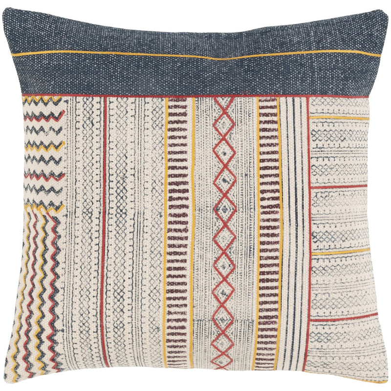 Zoya ZYA-005 Hand Woven Pillow in Cream & Denim by Surya