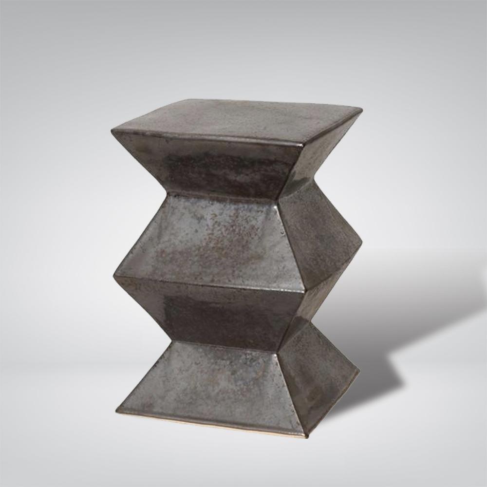 Zigzag Garden Stool in Gunmetal