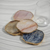 Agate Marble Glass Coaster w/ Gold Rim- Pink Tone