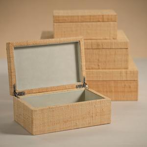 Bungalow Grasscloth Box (Suede Interior)