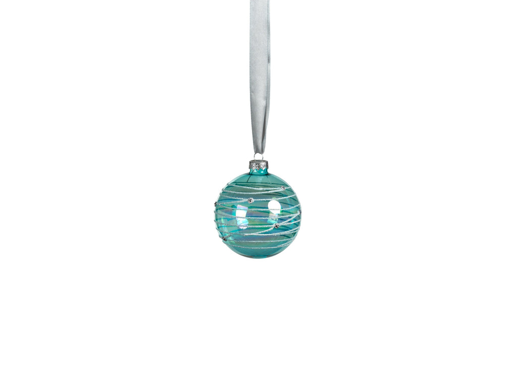 Blue Shimmer Glass Ball Ornaments - Set of 6