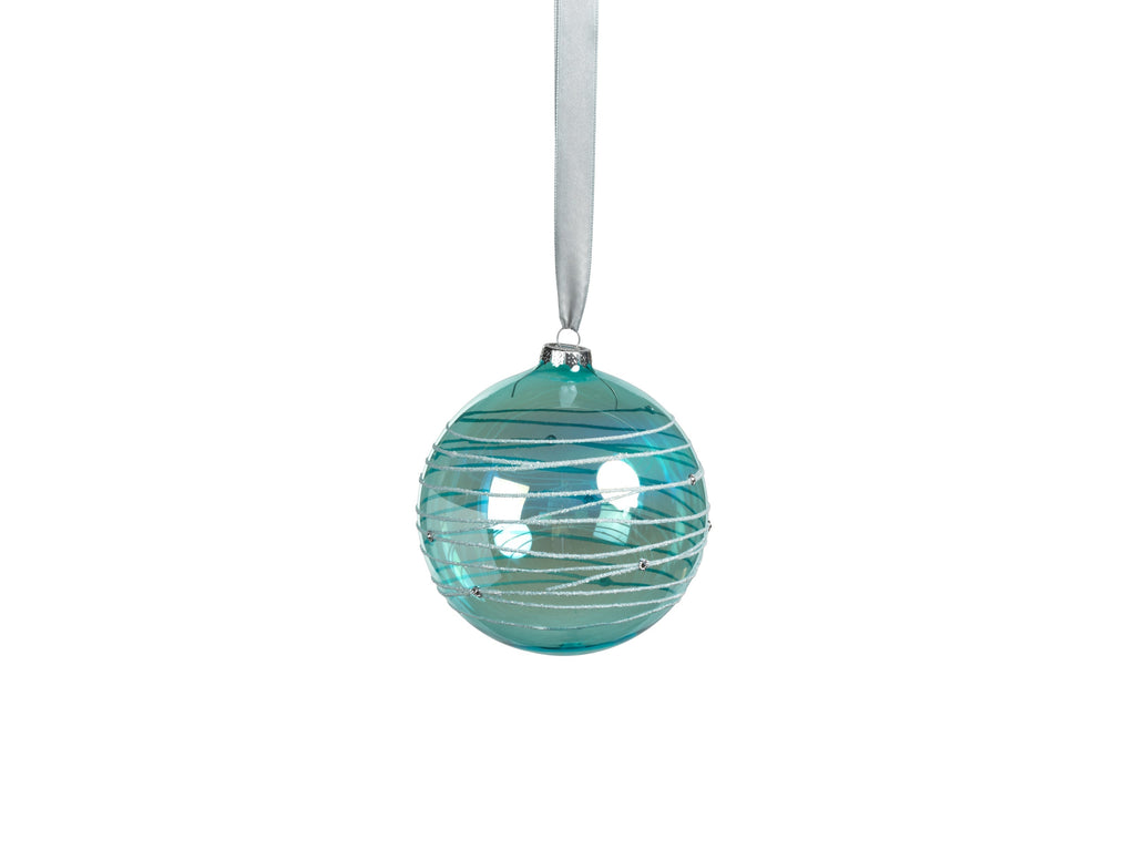 Blue Shimmer Glass Ball Ornaments - Set of 4