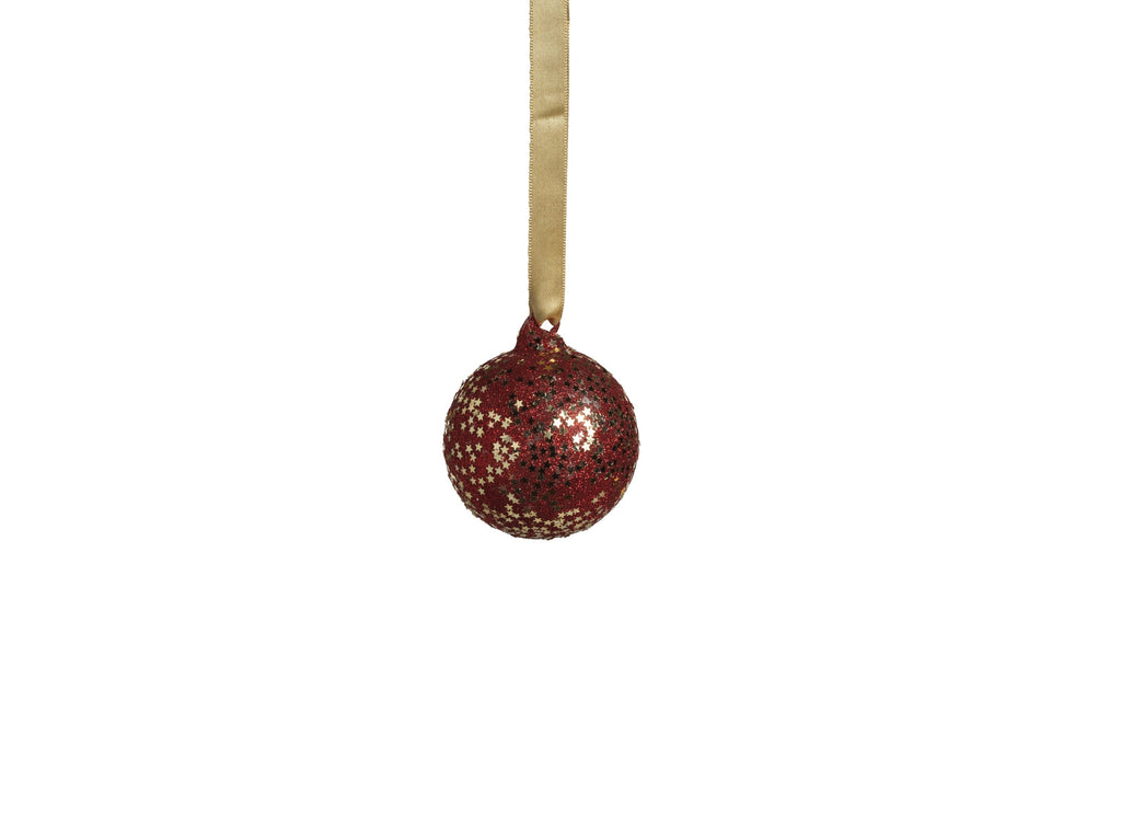 Twinkle Red and Gold Glass Ball Ornaments - Set of 6