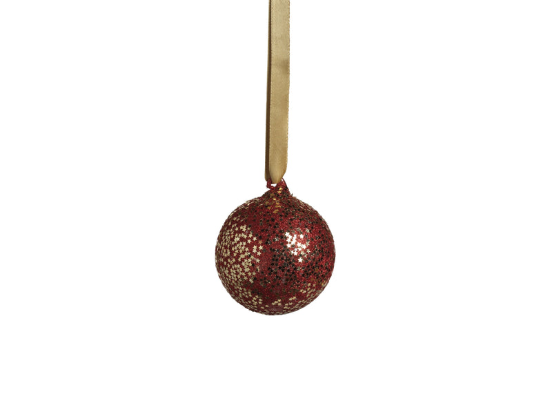 Twinkle Red and Gold Glass Ball Ornaments - Set of 6