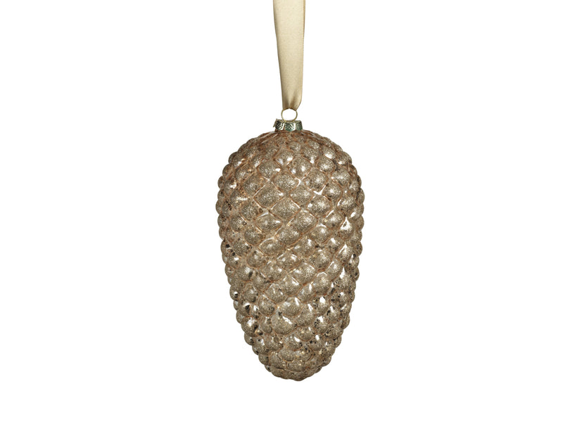 Alamo Long Glass Pine Cone Hanging Ornaments - Set of 4