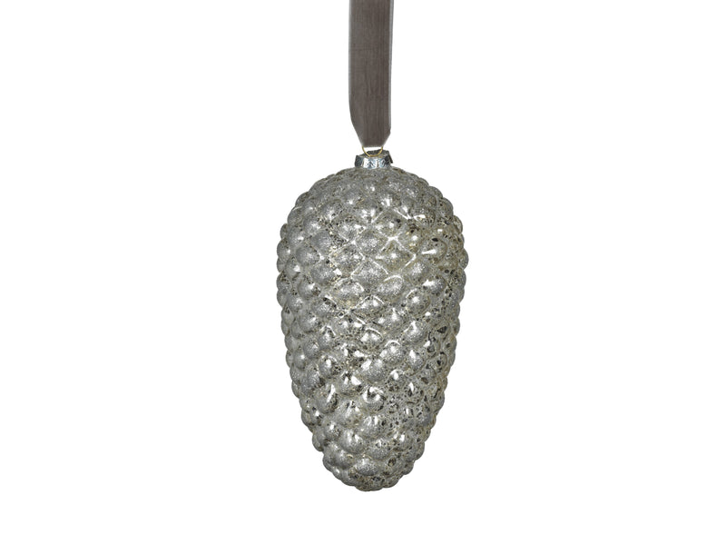 Alamo Long Glass Pine Cone Hanging Ornaments - Set of 4