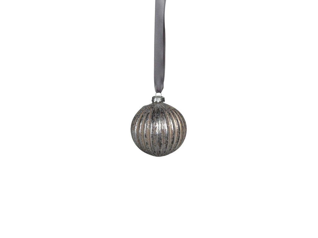 Aurora Grey Silver Glass Ball Ornaments - Set of 6