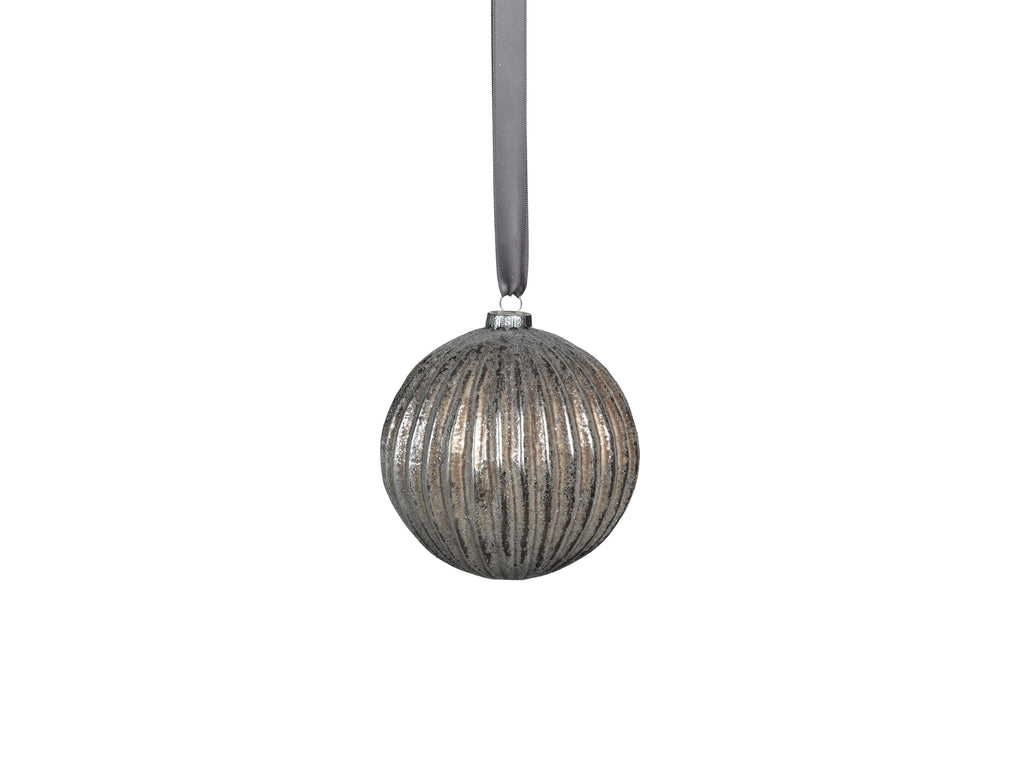 Aurora Grey Silver Glass Ball Ornaments - Set of 4