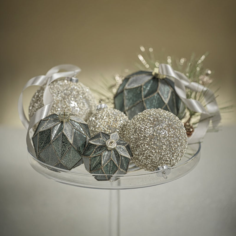 Crystal Flurry Glass Ball Ornament