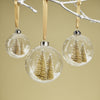 Clear Glass Ball Ornaments w/ Pine Trees - Set of 4