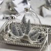 Clear Glass Ball Ornaments w/ Pine Trees - Set of 4