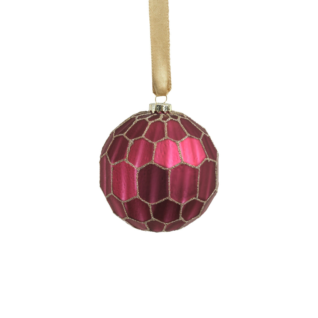 Beehive w/ Glitter Glass Ball Ornaments - Set of 6