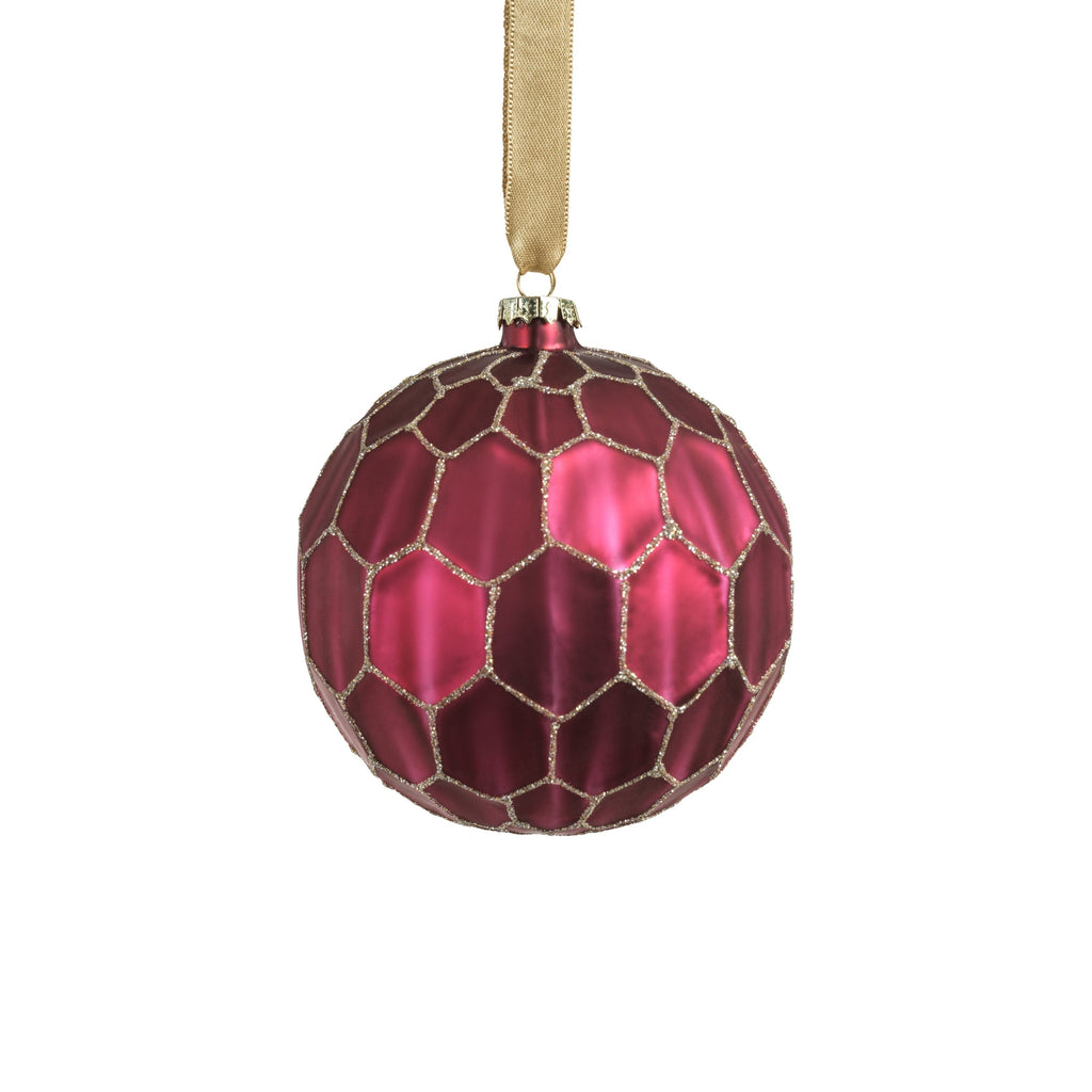 Beehive w/ Glitter Glass Ball Ornaments - Set of 4