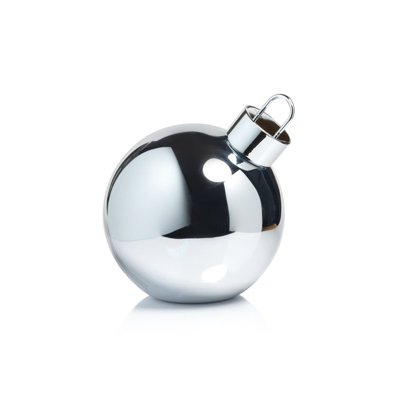 Oversized Silver Glass Ball Ornament