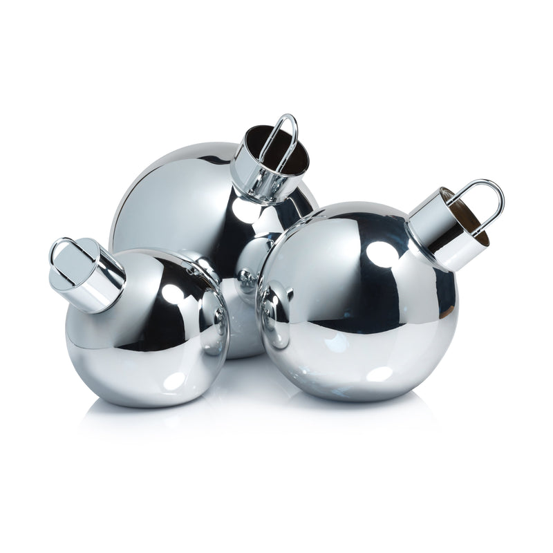 Oversized Silver Glass Ball Ornament