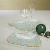 Cassiel Rectangular Organic Shape Plates w/ Jagged Gold Rim - Set of 4