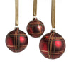 Plaid Metallic Glass Ball Ornaments - Set of 6