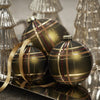 Plaid Metallic Green Glass Ball Ornaments - Set of 4