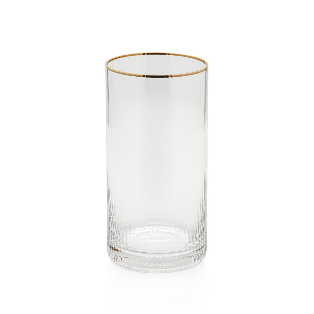 Optic Highball Glasses w/ Gold Rim - Set of 6