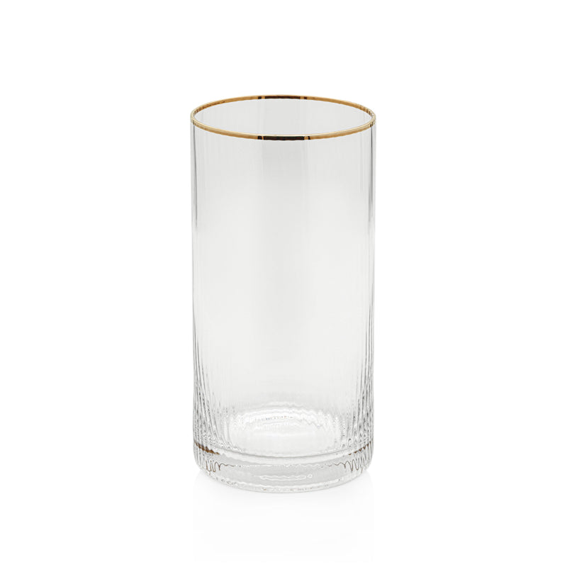 Optic Highball Glasses w/ Gold Rim - Set of 6