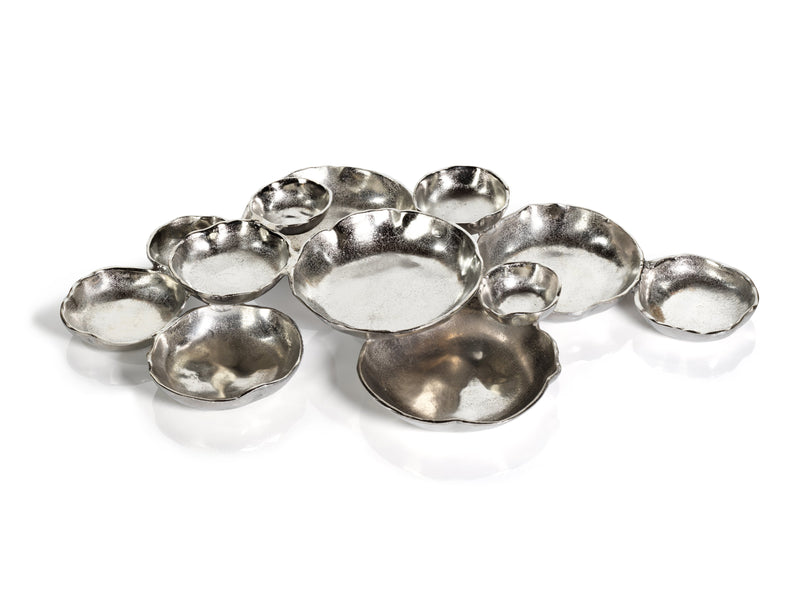 Cluster of Twelve Round Silver Serving Bowls