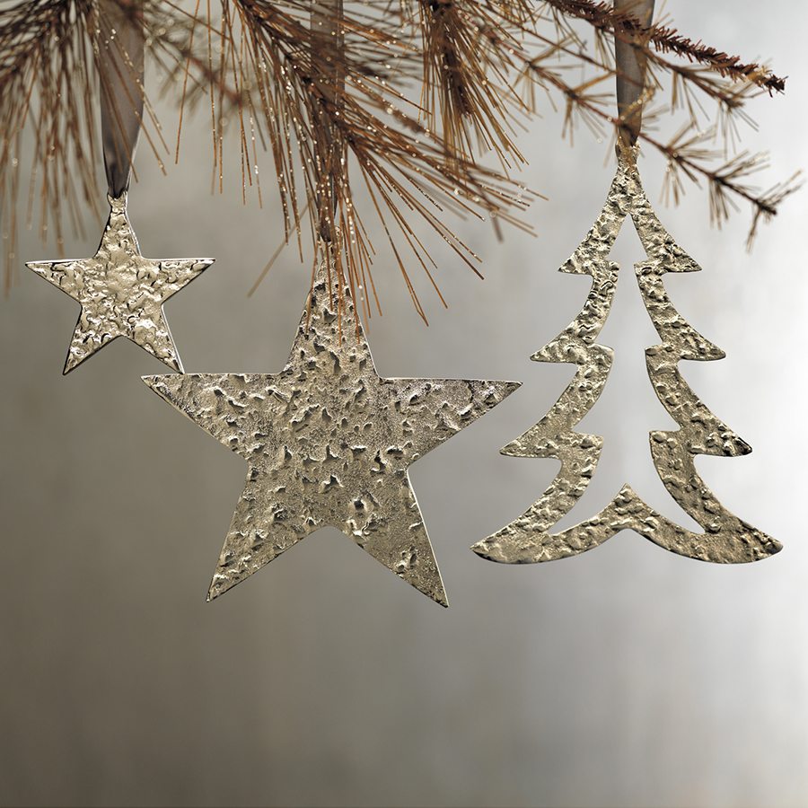 Set Raw Nickel Aluminum Star Christmas Ornament