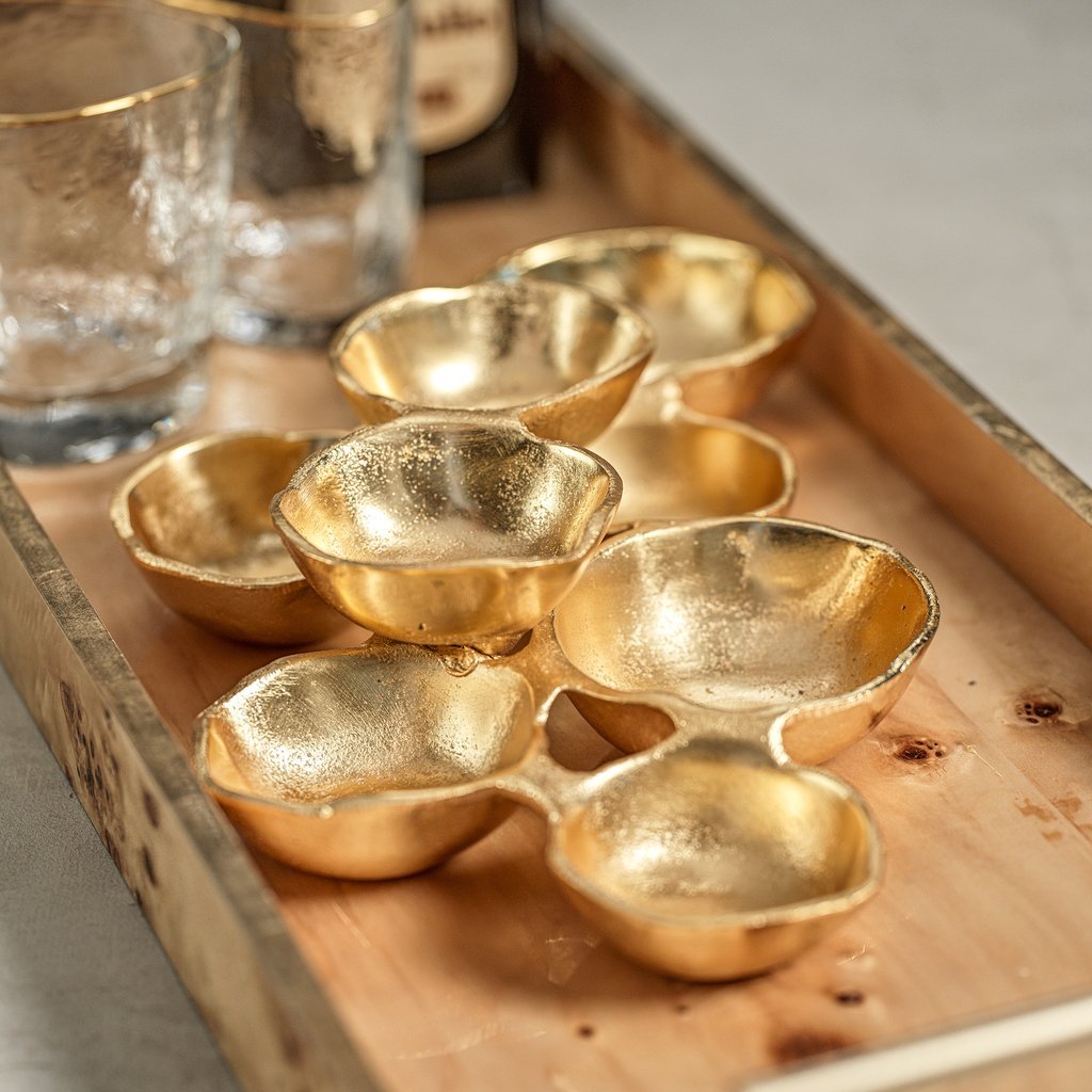 Small Cluster of Eight Serving Bowls - Bright Gold