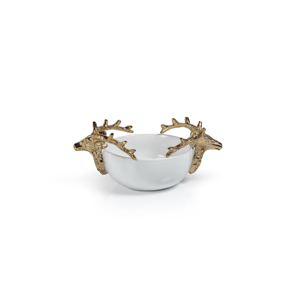 Alberg Ceramic Bowl w/ Gold Stagg Head Design