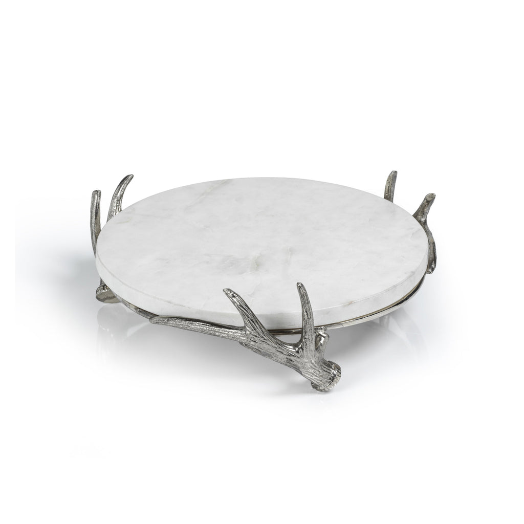 Aleena Marble Tray on Metal Antler Base