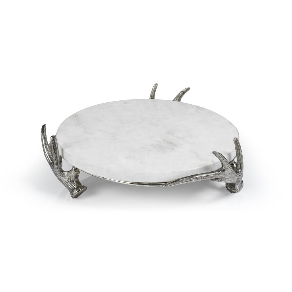 Aleena Marble Tray on Metal Antler Base