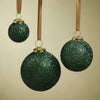 Green Beaded Glass Ball Ornaments - Set of 6