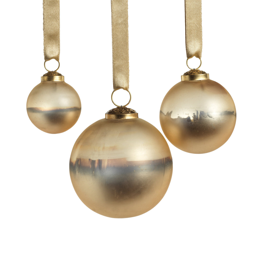 Matt Gold Ombre Glass Ball Ornaments - Set of 6