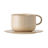 Beige Speckled Stoneware Cup With Saucer