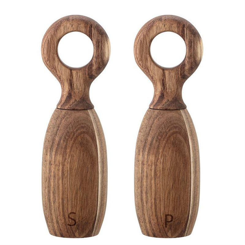 Set of 2 Acacia Wood Salt & Pepper Mill