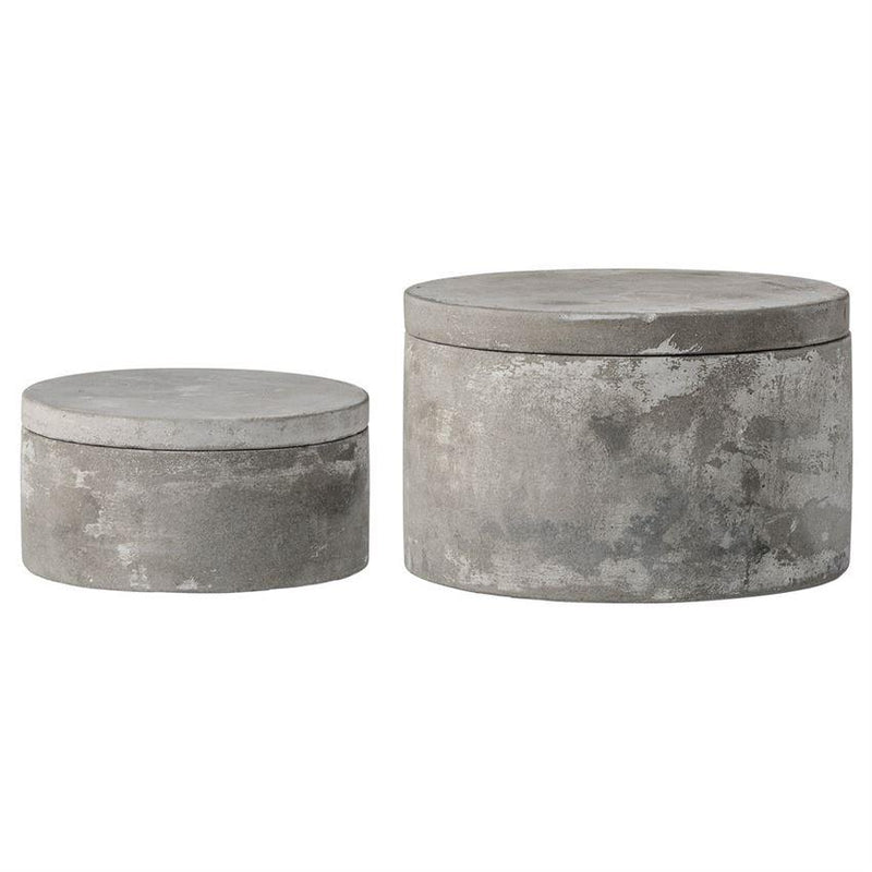 Set of 2 Cement Boxes w/ Lids