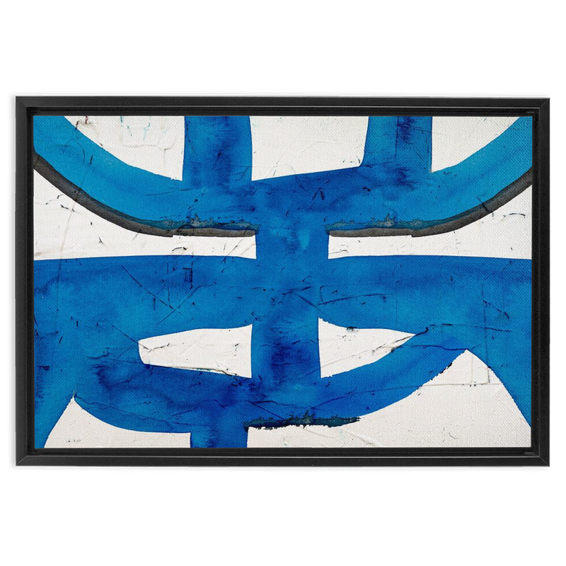 Blue Glyph Framed Canvas