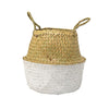 Natural & White Seagrass Basket w/ Handles design by BD Edition