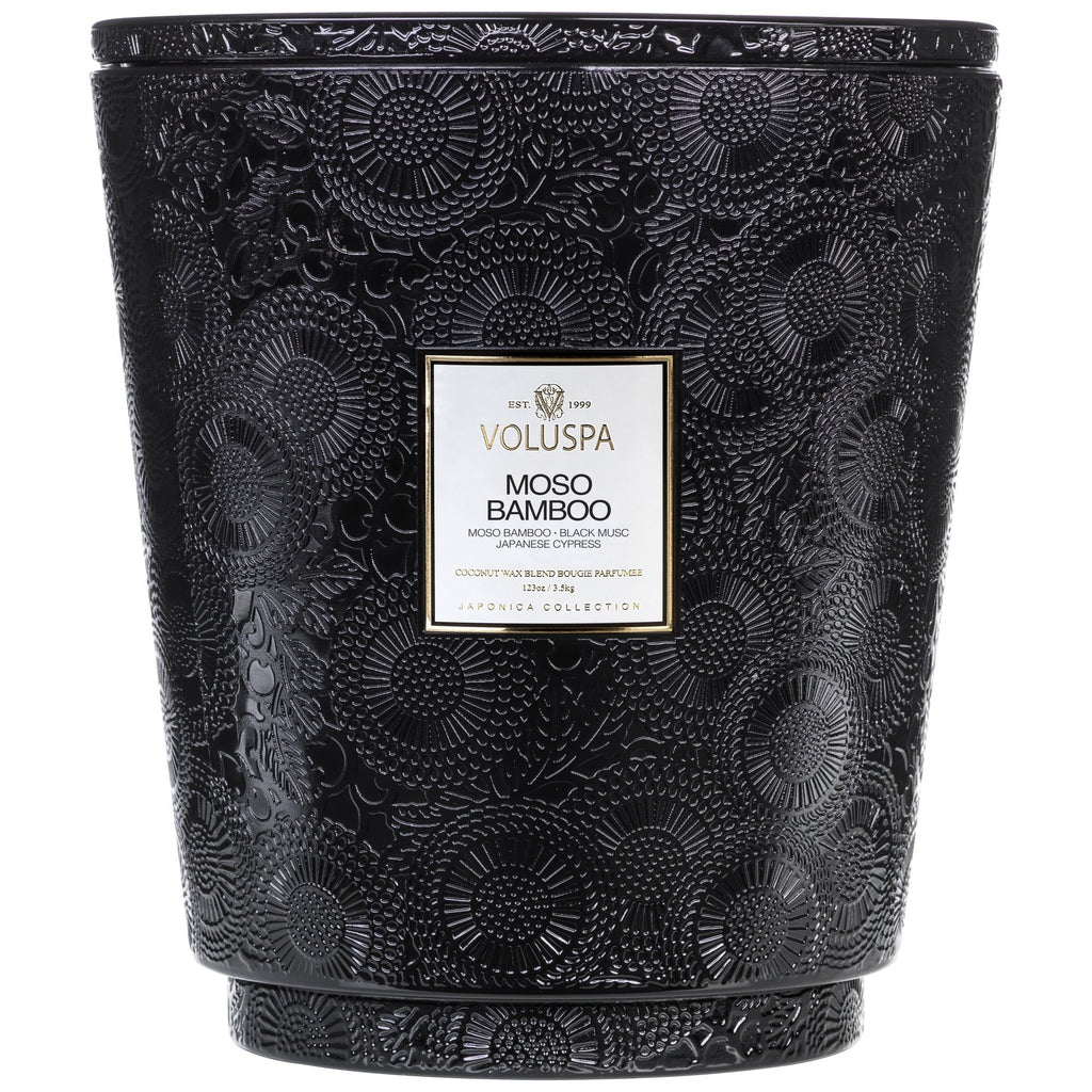 Hearth 5 Wick Glass Candle in Moso Bamboo design by Voluspa