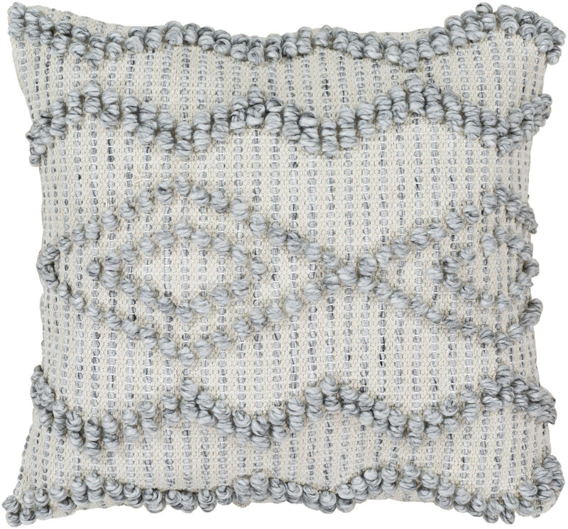 Anders Hand Woven Pillow in Cream & Medium Gray