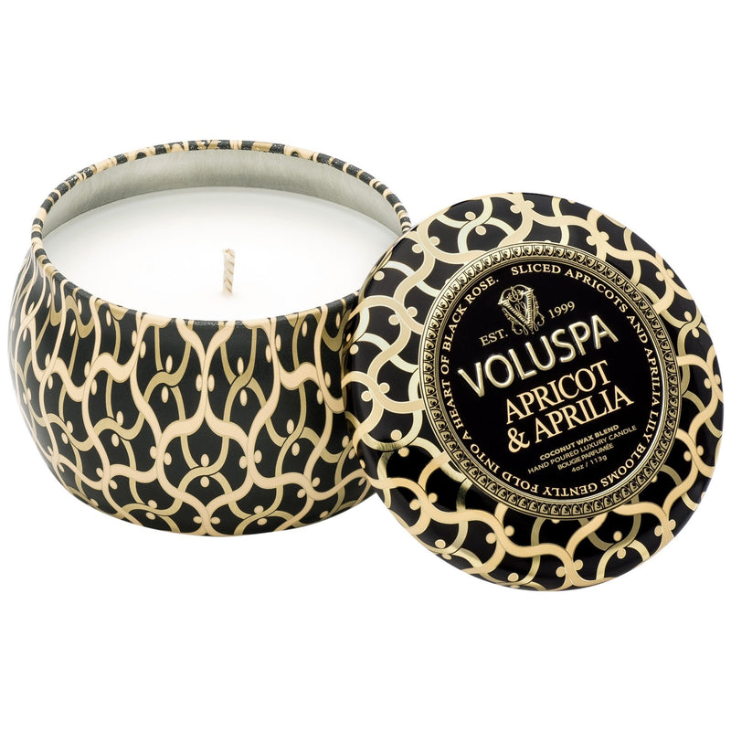 Petite Decorative Tin Candle in Apricot & Aprilia design by Voluspa