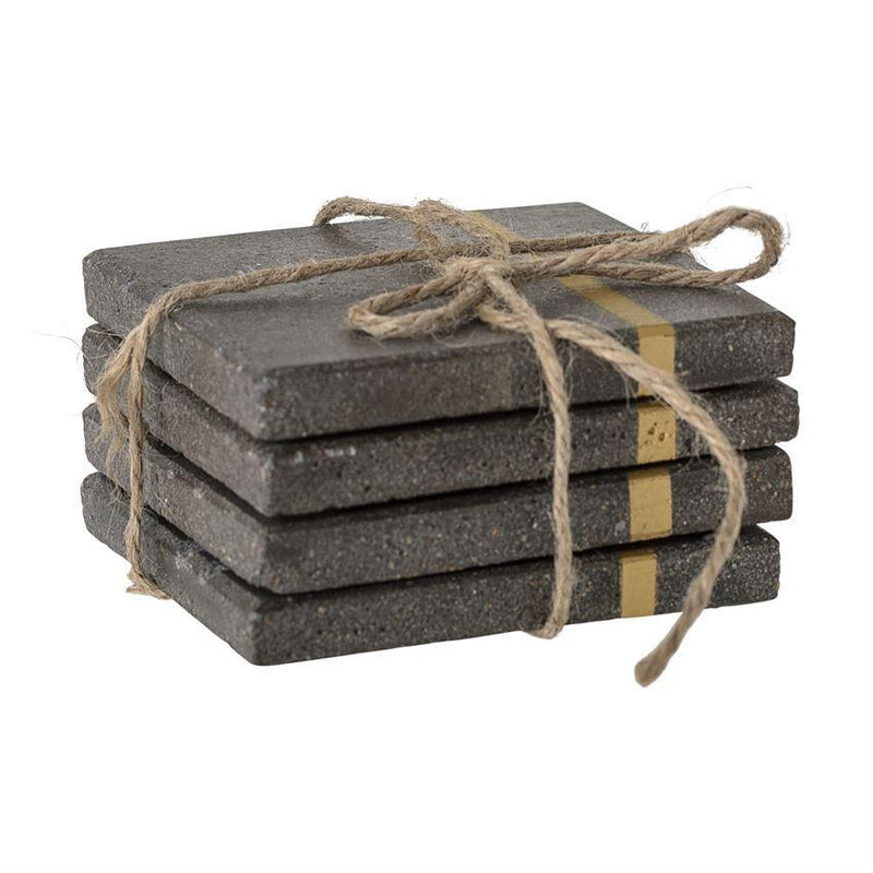 Cement Coasters With Gold Inlay - Set of 4