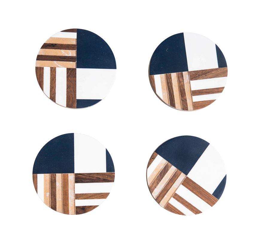 Resin & Wood Geometric Coasters - Set of 4